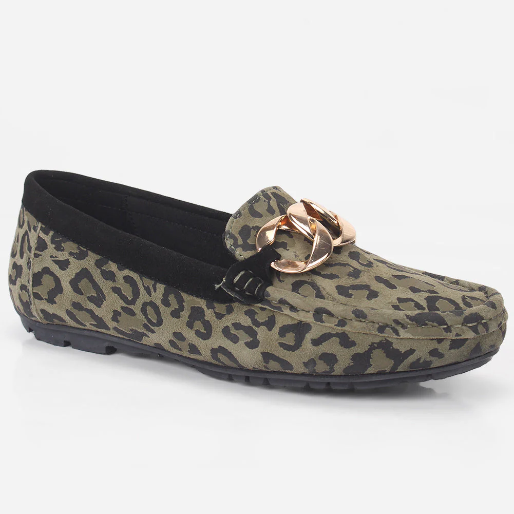 Women "TRAUSS" Leopard Slip On Moccasins