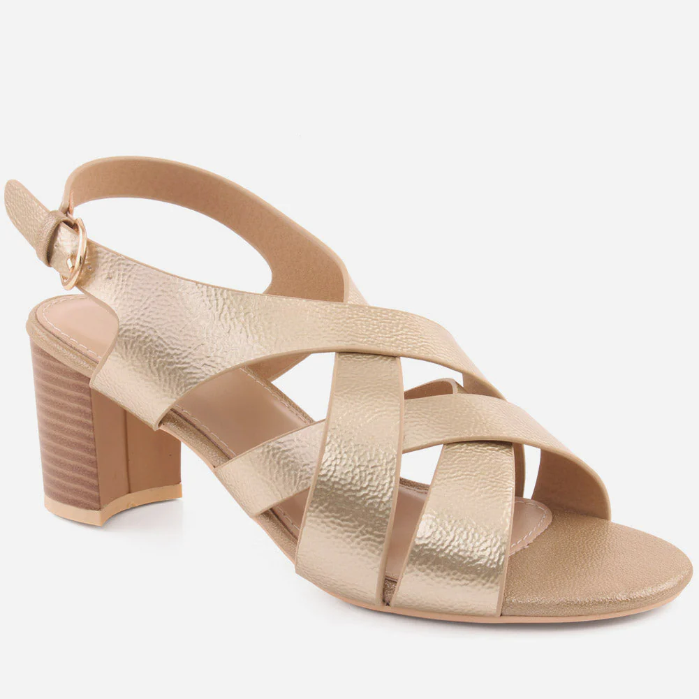 Women "VANESSA" Cross Over Strap Block Sandals