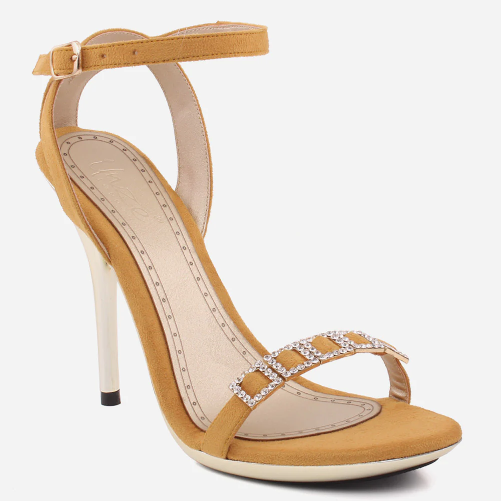 Women"MUSTARD" Silver Diamante  Strap Heel Sandals