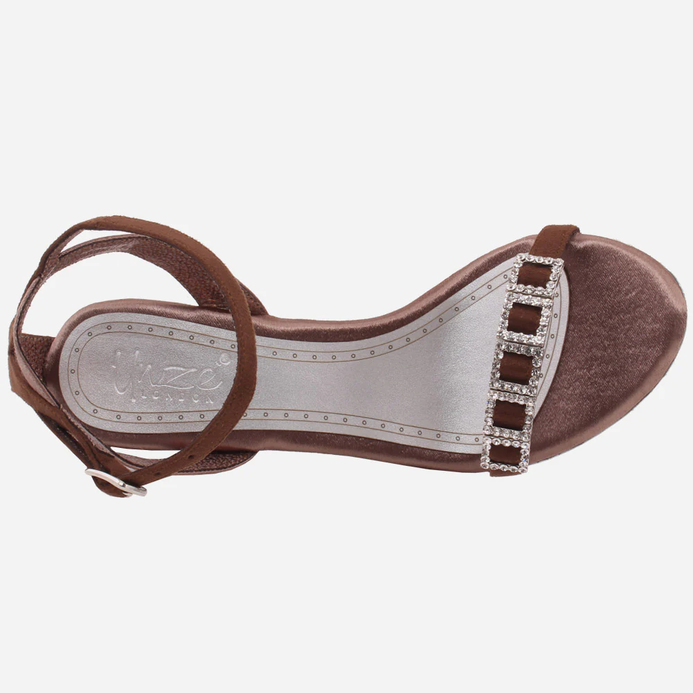 Women"MUSTARD" Silver Diamante Strap Heel Sandals - Image 4