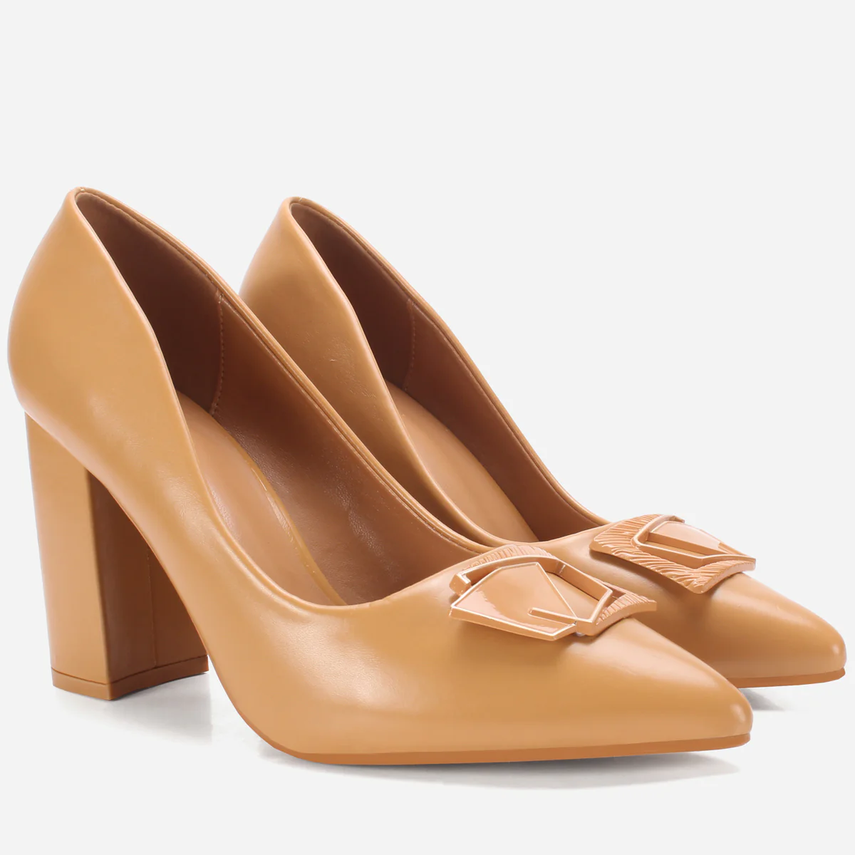 Womens "AINSLEY" Pointed Toe Block Heeled Courts - Image 2