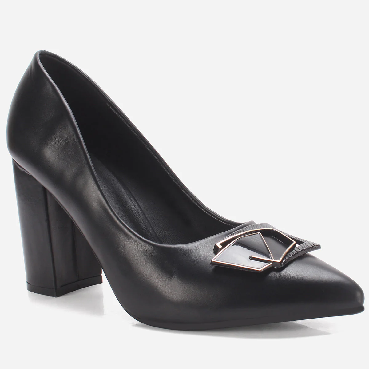 Womens "AINSLEY" Pointed Toe Block Heeled Courts