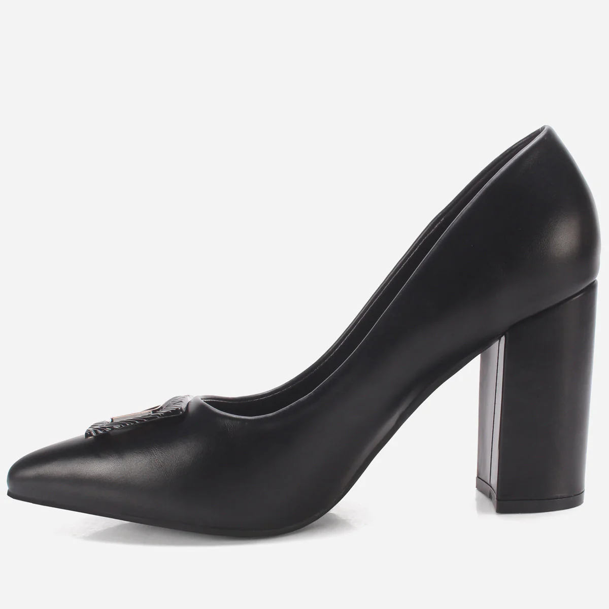Womens "AINSLEY" Pointed Toe Block Heeled Courts - Image 3