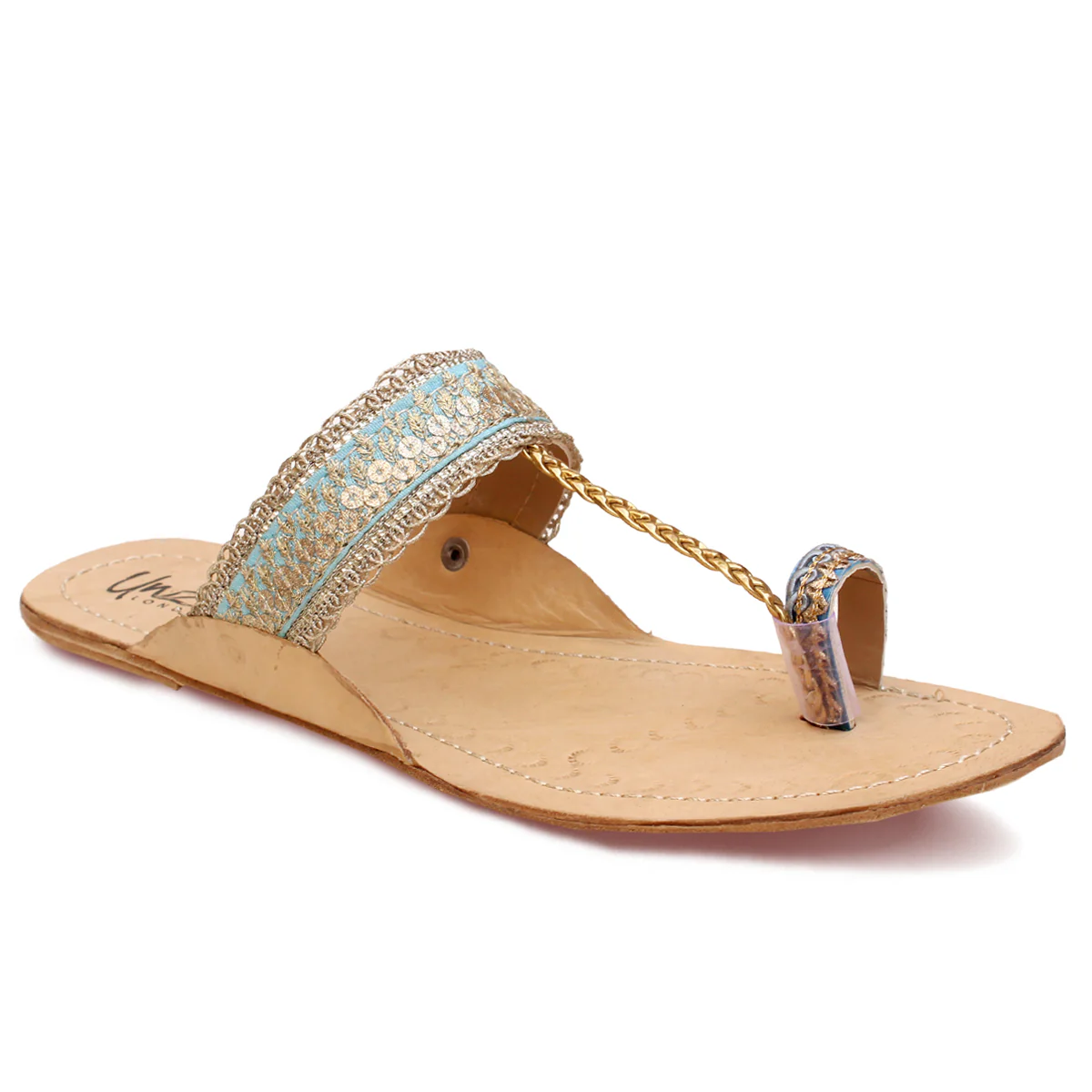 Womens "AREEKA" Decorated Leather Kolhapuri Slippers
