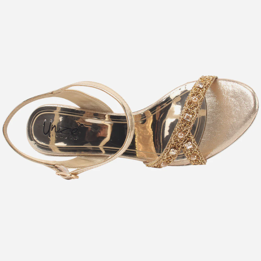 Womens "ARUNA" Crystals Embellished Platform Sandals - Image 4
