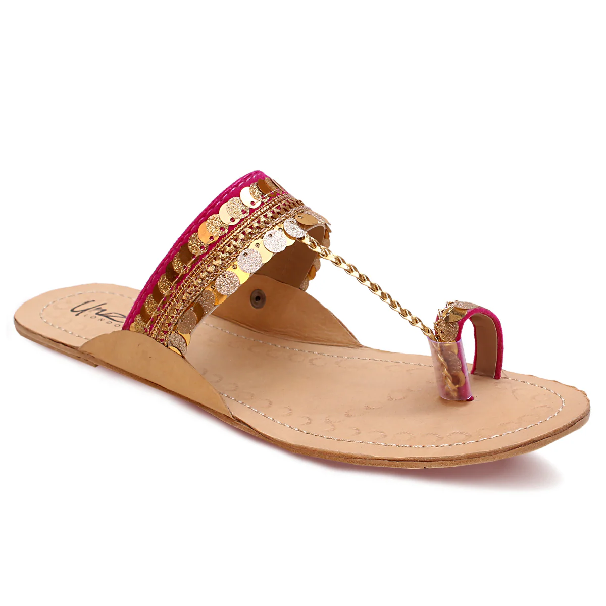 Womens "AYELEEN" Decorated Leather Kolhapuri Slippers