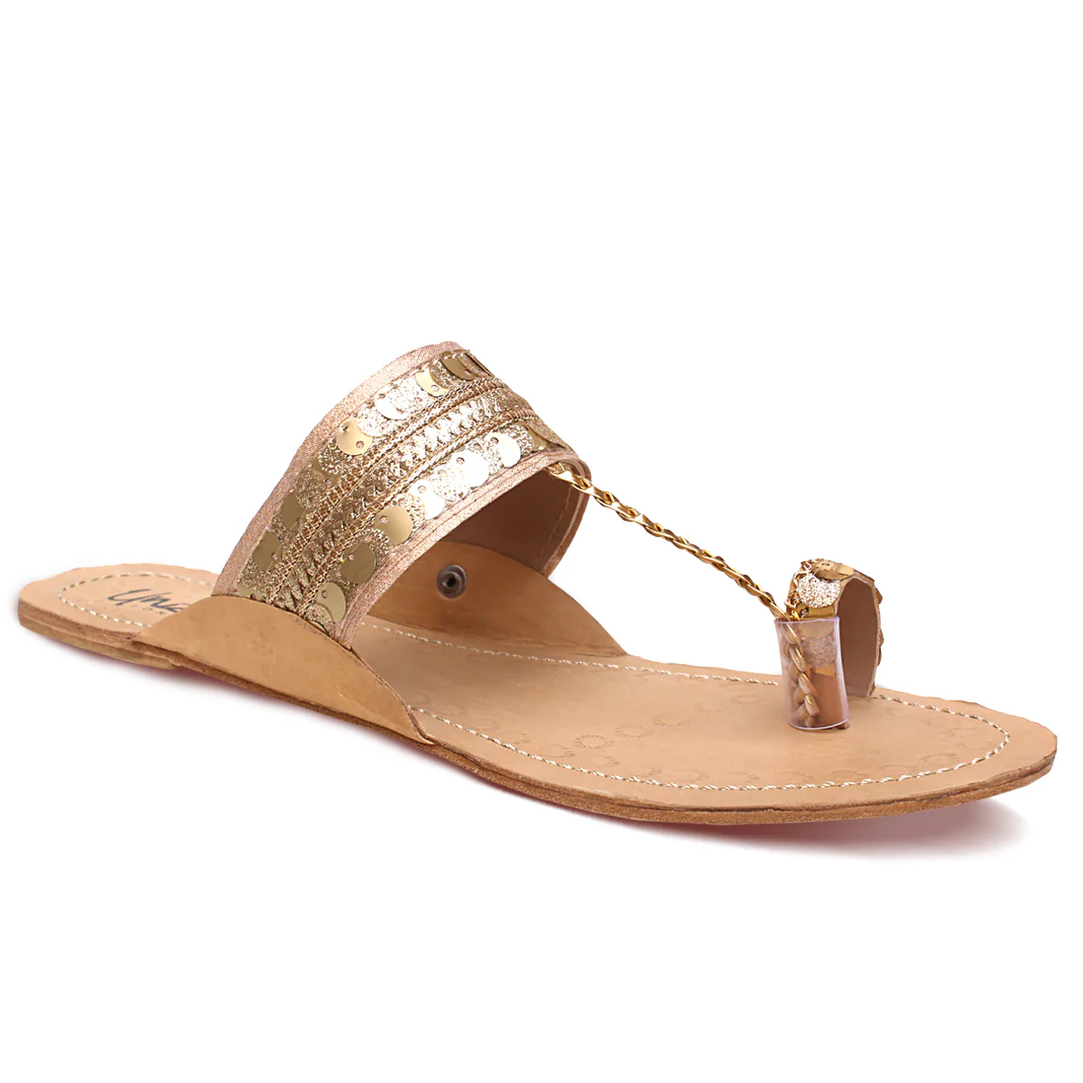 Womens "AYELEEN" Decorated Leather Kolhapuri Slippers