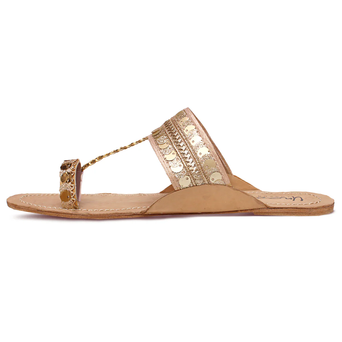 Womens "AYELEEN" Decorated Leather Kolhapuri Slippers - Image 3