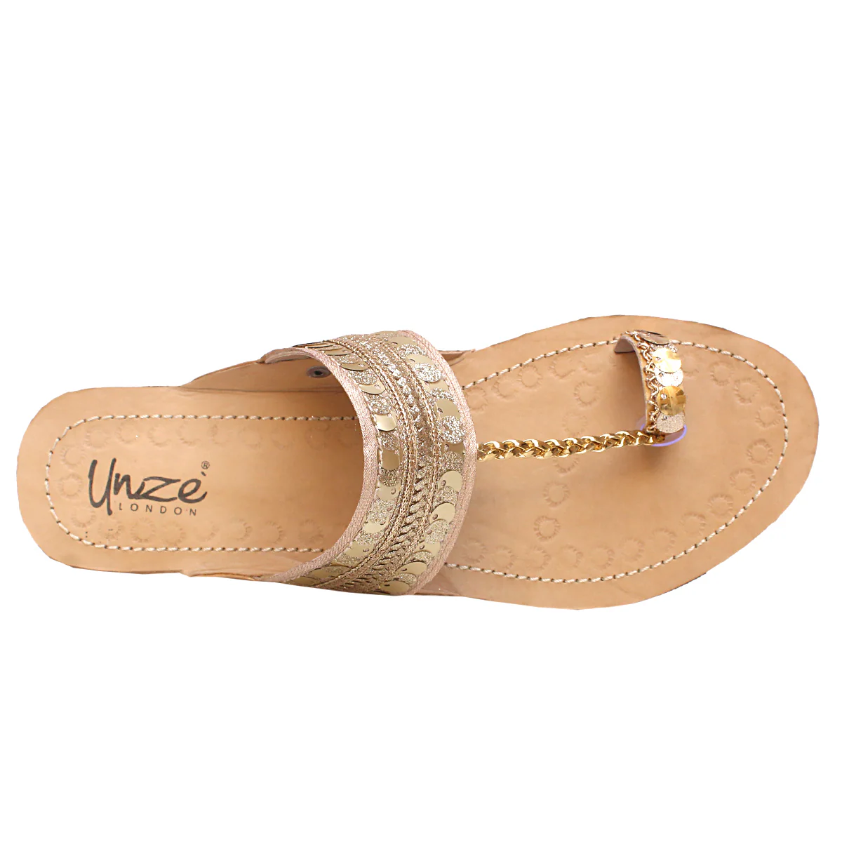 Womens "AYELEEN" Decorated Leather Kolhapuri Slippers - Image 4