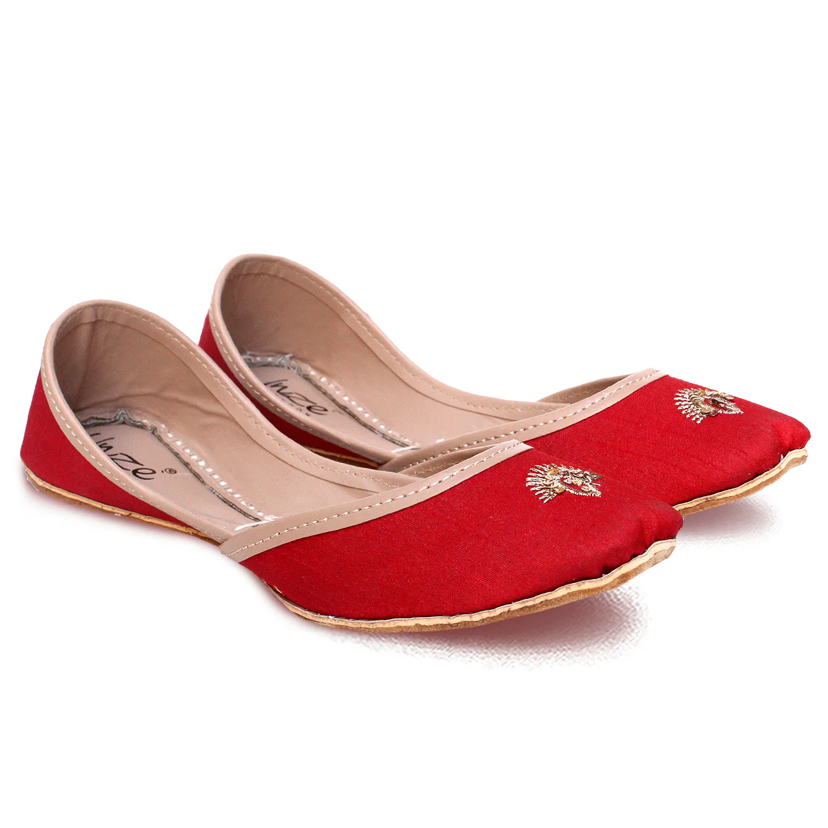 Womens "BAANU" Decorated Flat Khussa Pumps - Image 2