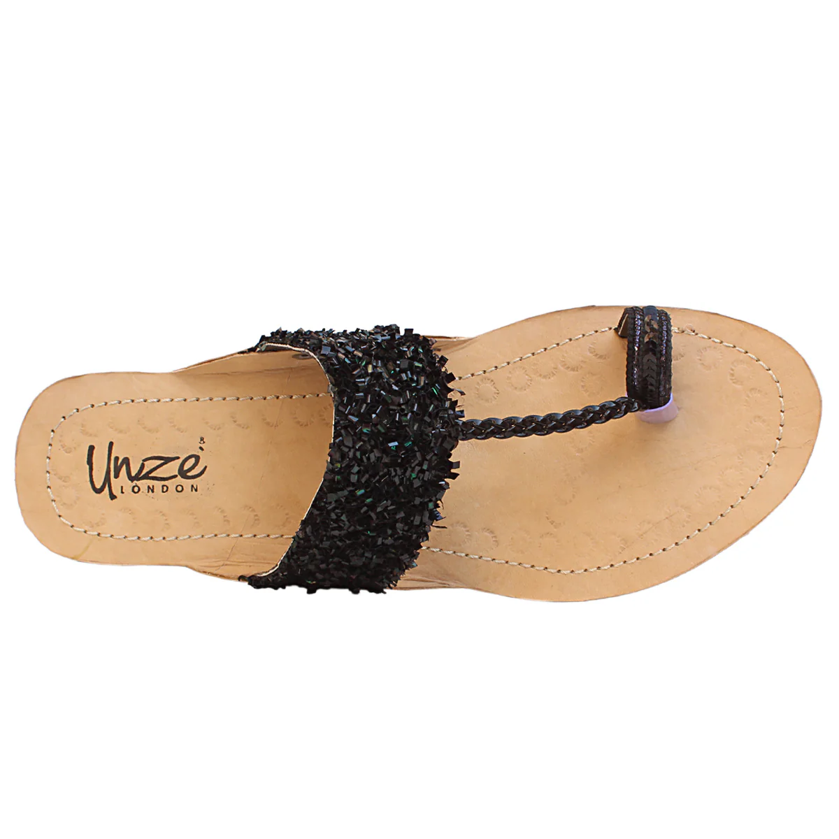 Womens "BEYZA" Decorated Leather Kolhapuri Slippers - Image 4