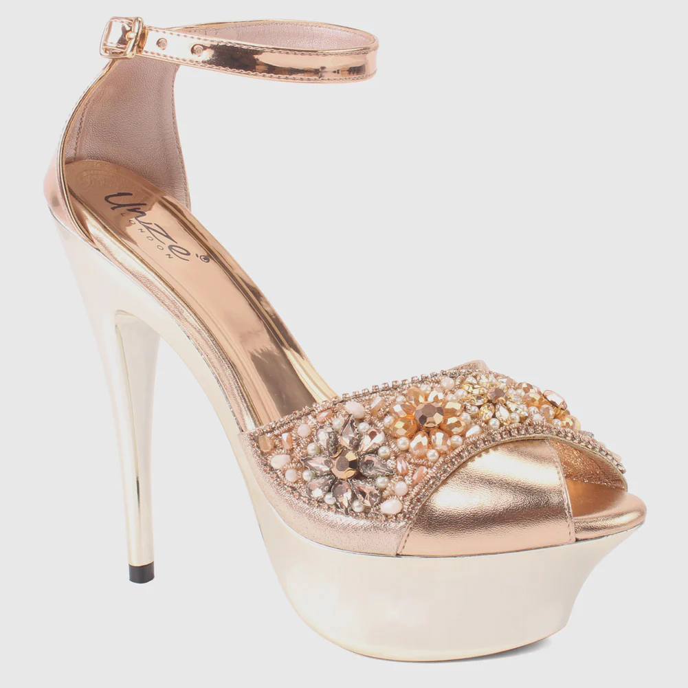 Women's "CAPRI" Stones Encrusted Platform Sandals