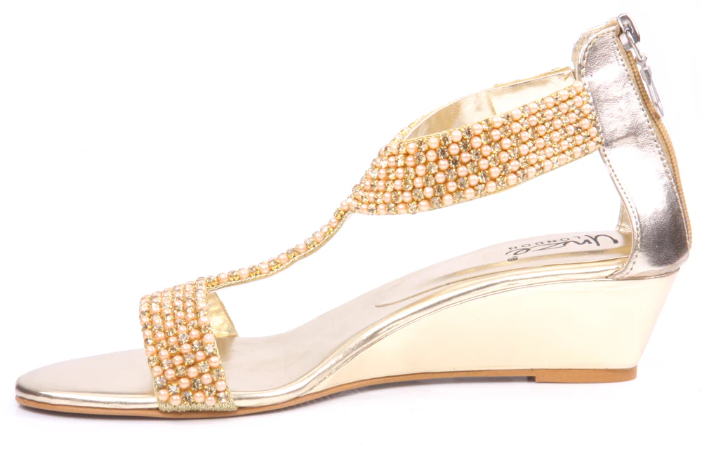 Womens Embellished 'Celine' T Strap Sandals - Image 3