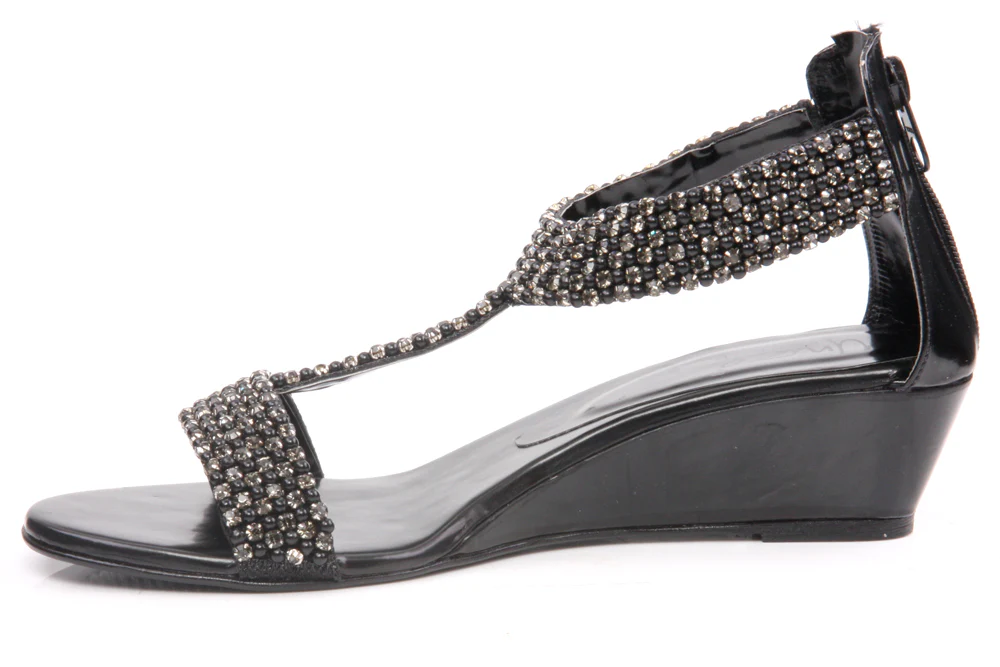 Womens Embellished 'Celine' T Strap Sandals - Image 3