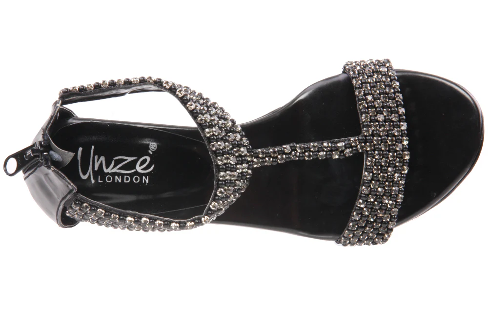 Womens Embellished 'Celine' T Strap Sandals - Image 4