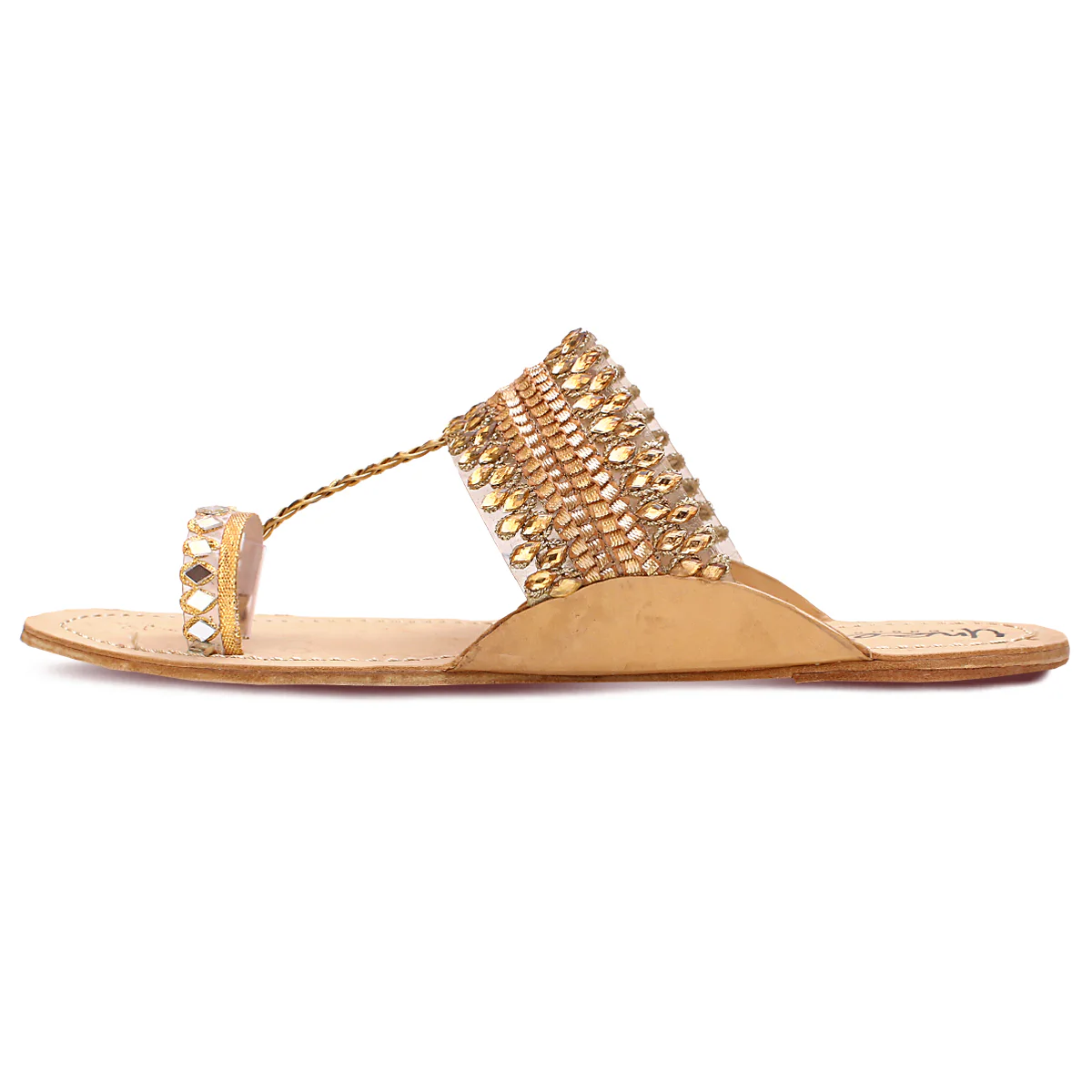 Womens "EMIN" Decorated Leather Kolhapuri Slippers - Image 3