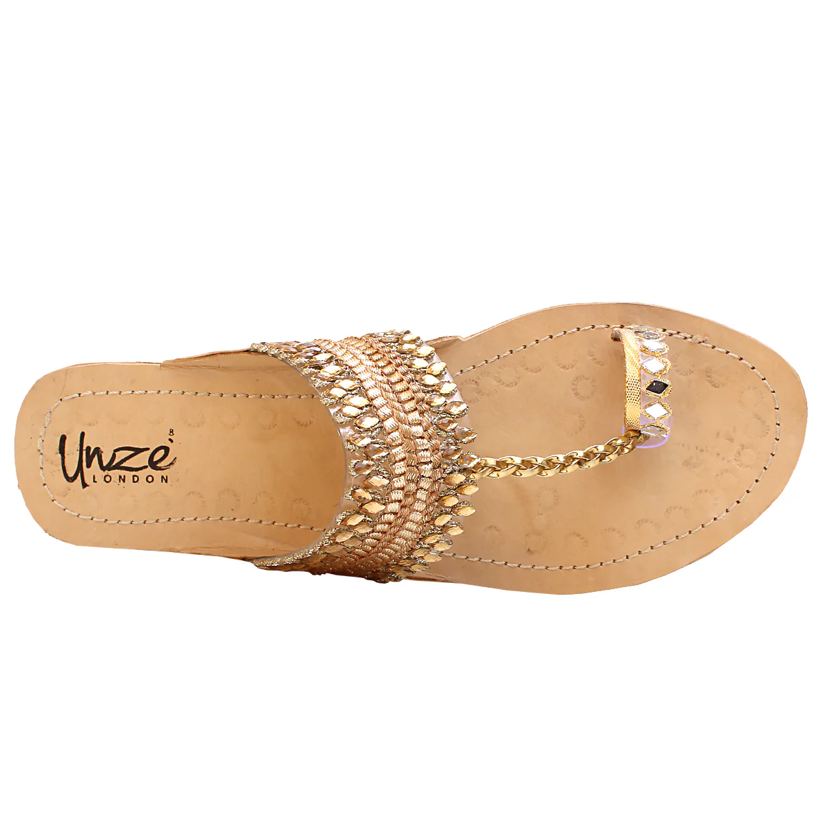 Womens "EMIN" Decorated Leather Kolhapuri Slippers - Image 4