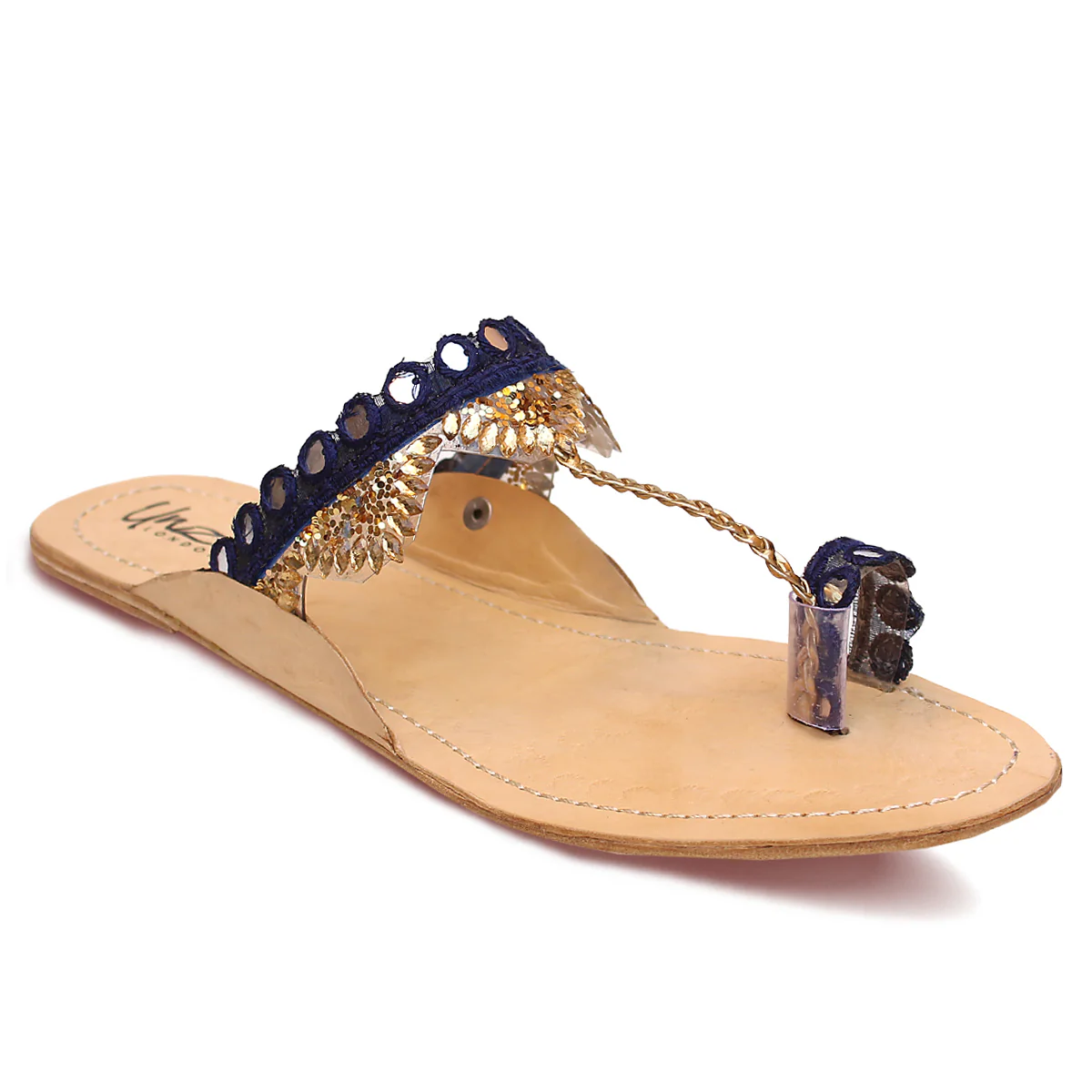 Womens "EMIRI" Decorated Leather Kolhapuri Slippers