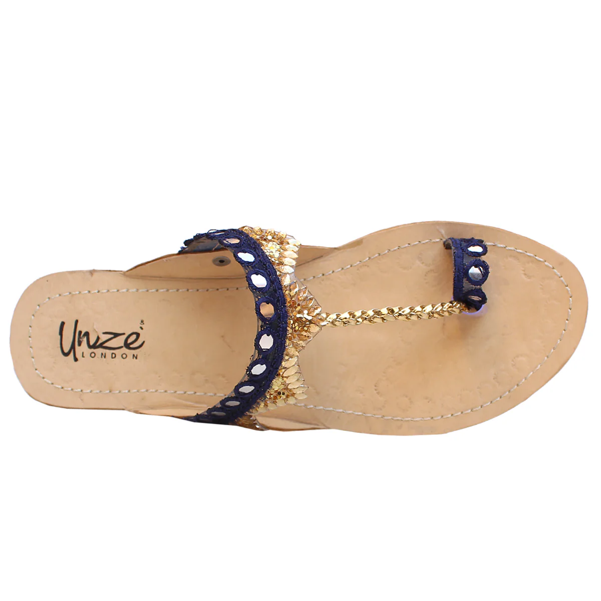Womens "EMIRI" Decorated Leather Kolhapuri Slippers - Image 4