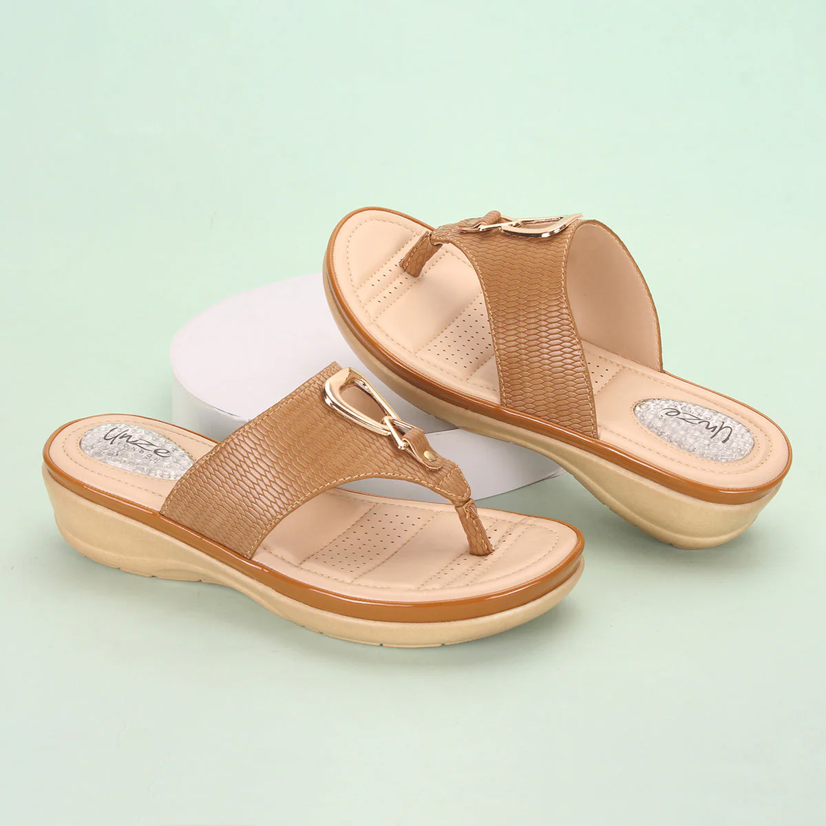 Womens "ERINE" Open Toe Comfy Everyday Wedge Slipper - Image 6
