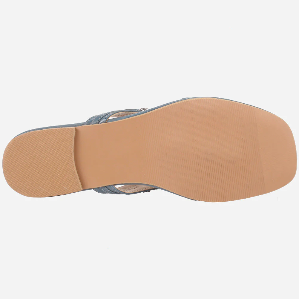 Womens "FARINA" Embellished V-Bar Summer Slippers - Image 5