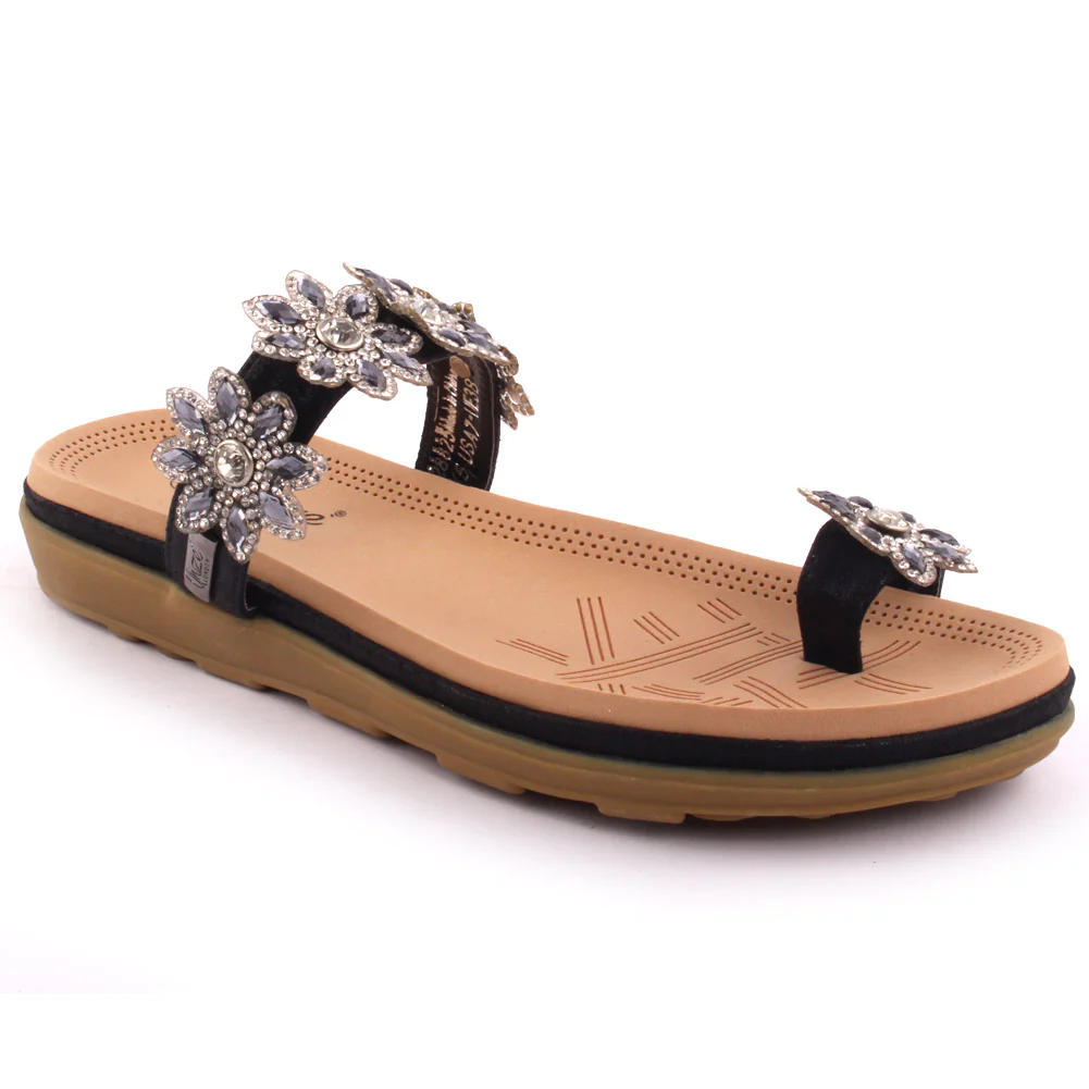 Womens ‘Fevia’ Flat Decorated Summer Slippers