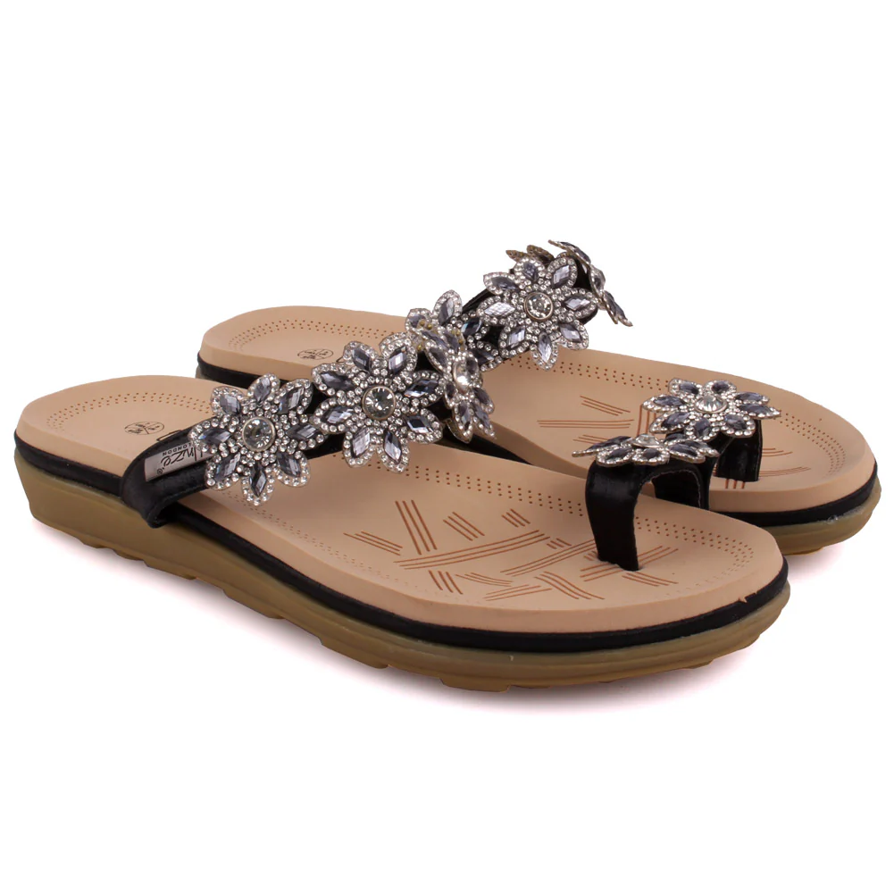 Womens ‘Fevia’ Flat Decorated Summer Slippers - Image 2