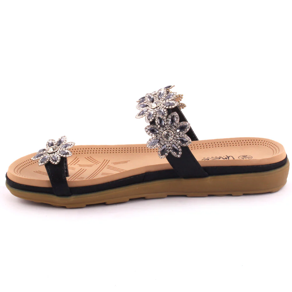 Womens ‘Fevia’ Flat Decorated Summer Slippers - Image 3