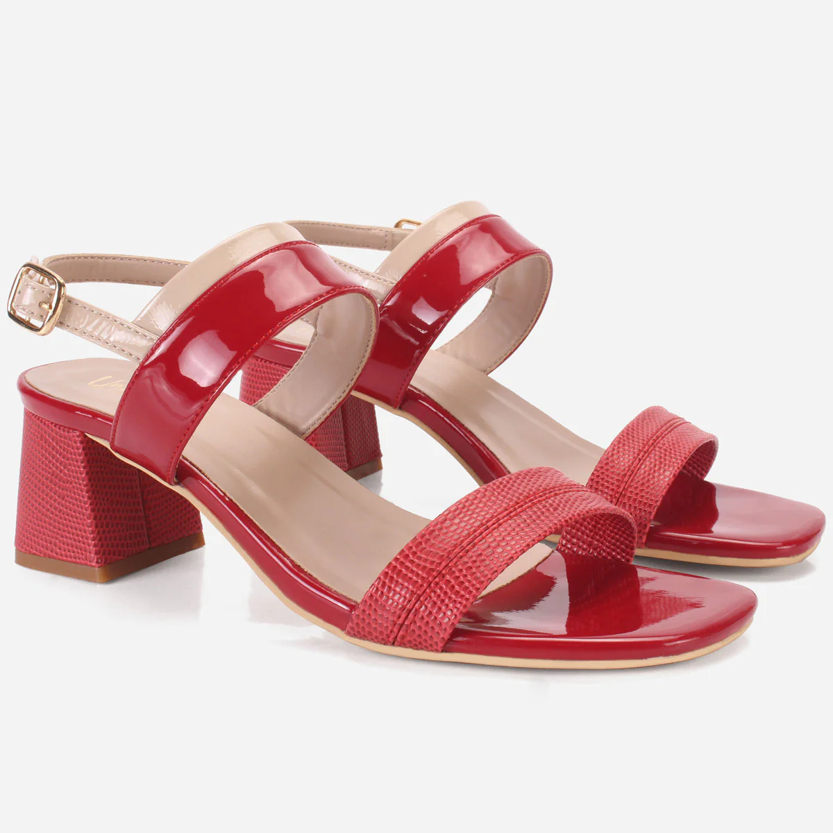 Womens "GLAZIA" Patent Block Heel Sandals - Image 2