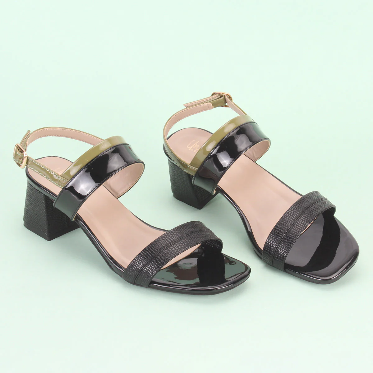 Womens "GLAZIA" Patent Block Heel Sandals - Image 6