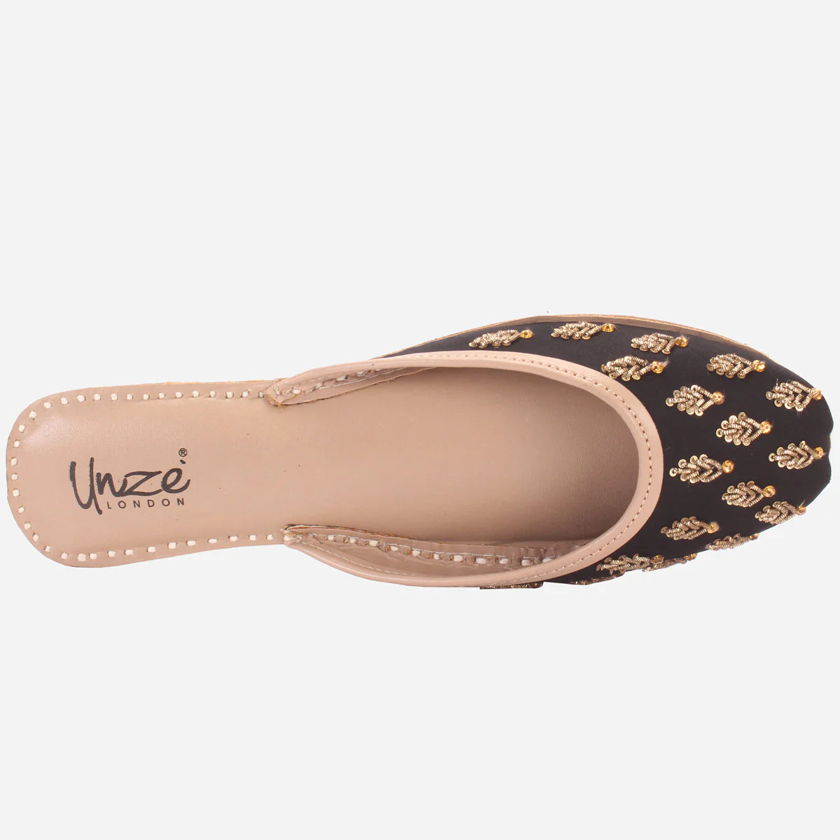 Womens "GLITZ" Handmade Leather Flat Open Back Pumps - Image 4