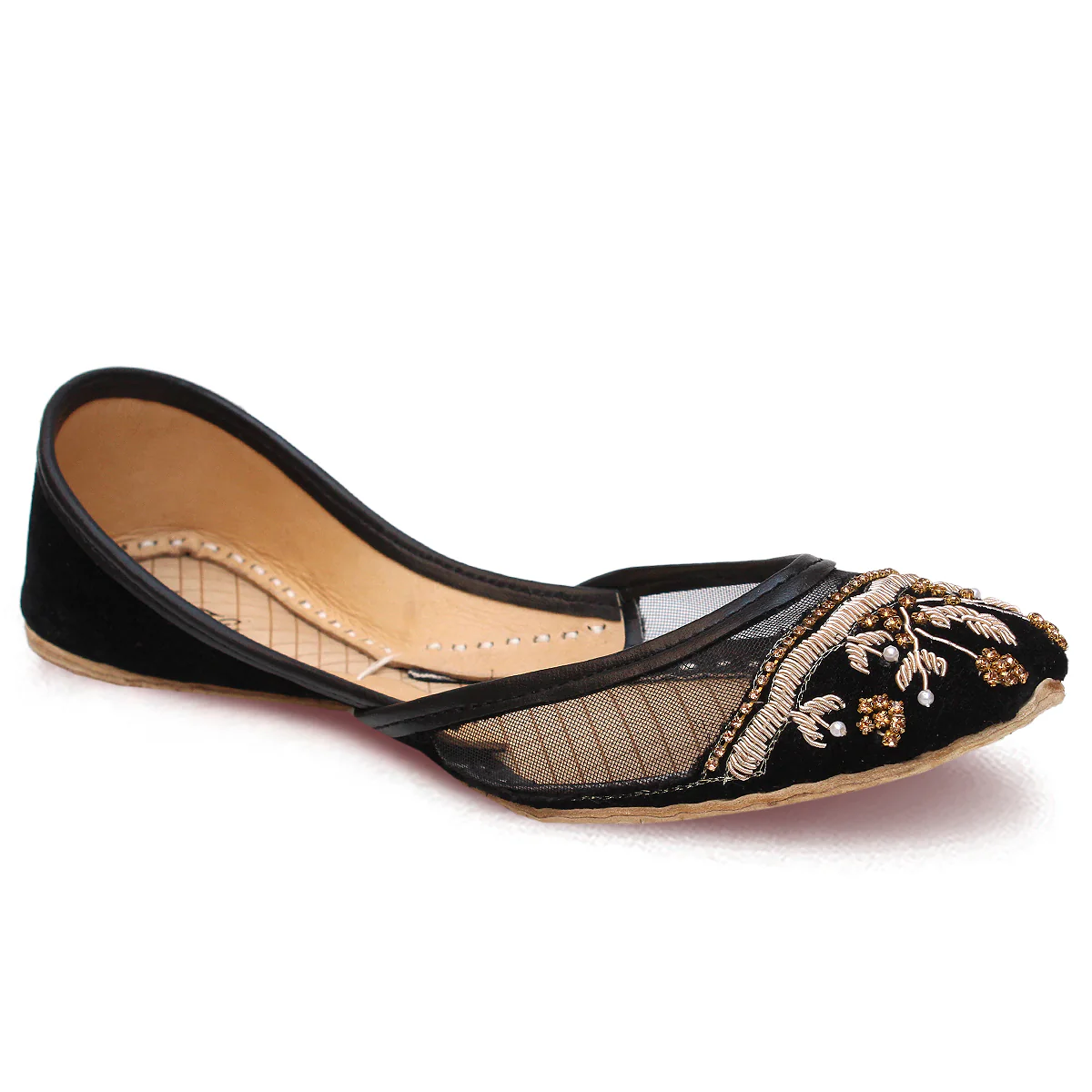 Women's "ISHANI" Net Detailing Leather Khussa