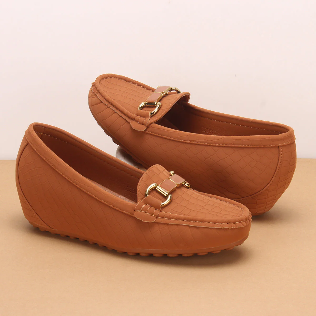 Womens "KANAAN" High Wedge Comfy Moccasin - Image 6