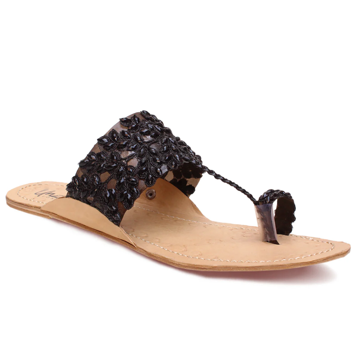 Womens "KARIKA" Decorated Leather Kolhapuri Slippers