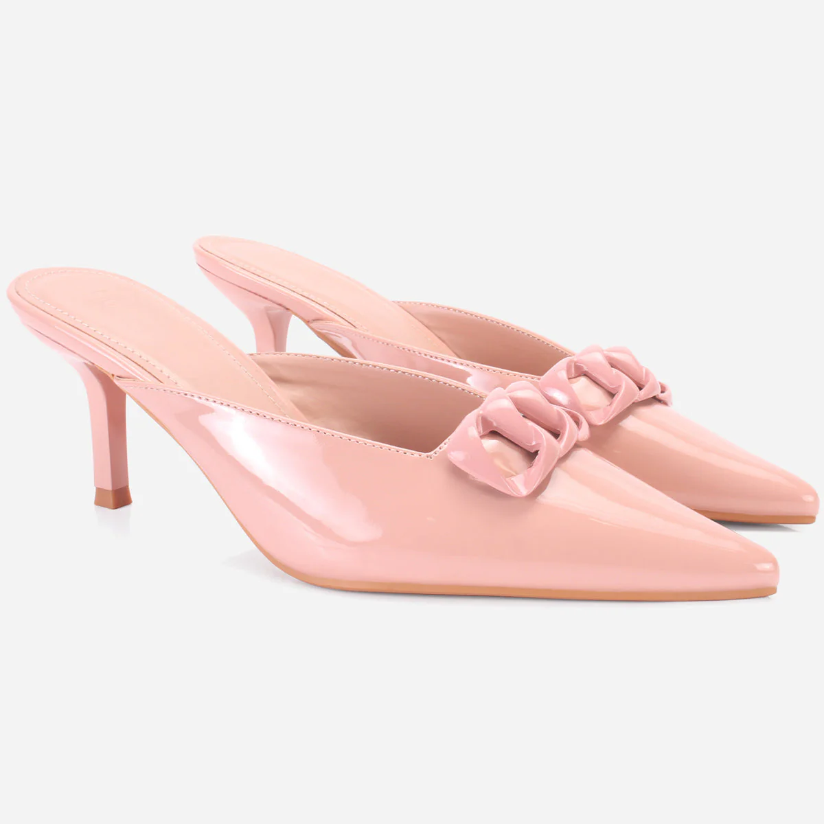Womens "KIMARA" Pointed Toe Slide In Heeled Sandals - Image 2