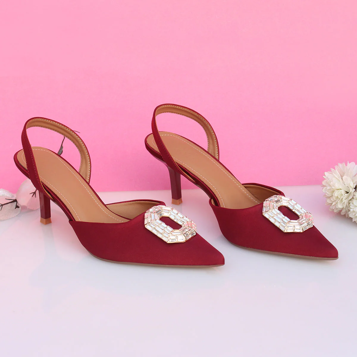 Womens "LAIA" Pointed Toe Decorated Pumps Sandals - Image 6