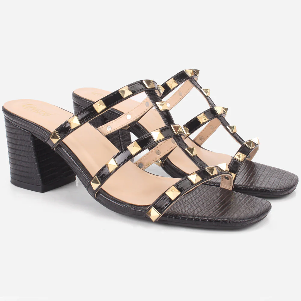 Women's "LISACONE" Stud Adorned Block Heeled Sandals - Image 2