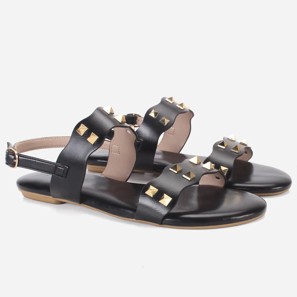 Womens "MAEY" Flat Stud Detailing Summer Sandals - Image 2