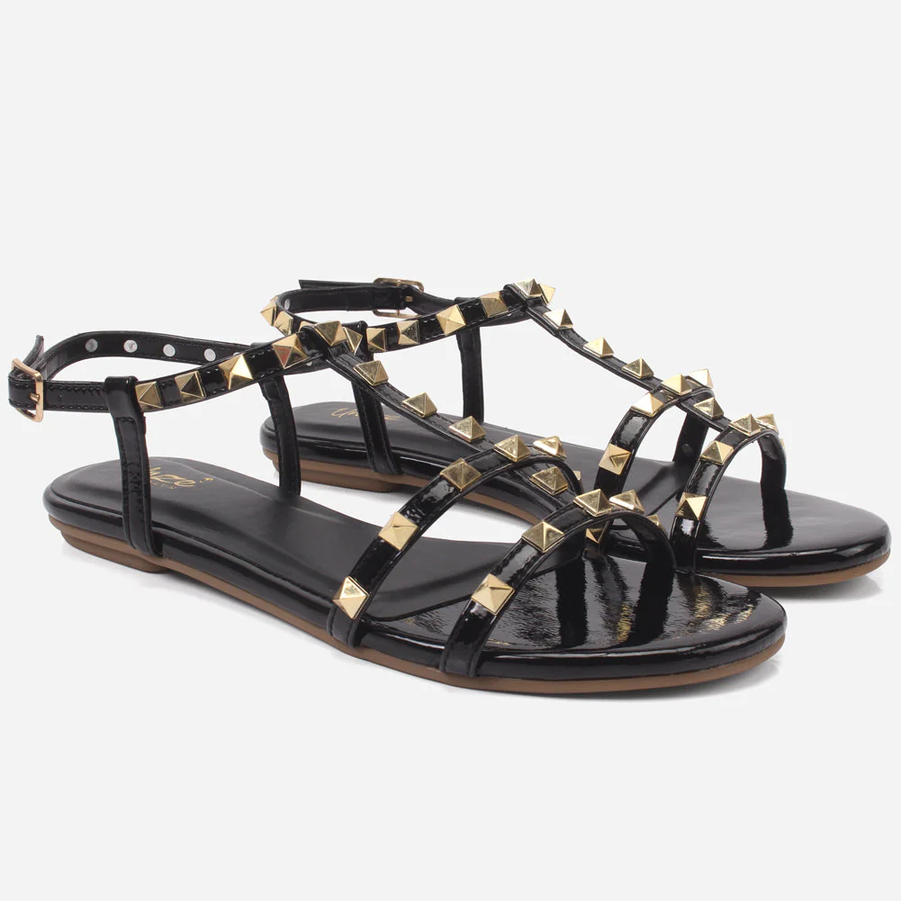 Womens "MAIDAS" Studs Detailing Flat Sandals - Image 2