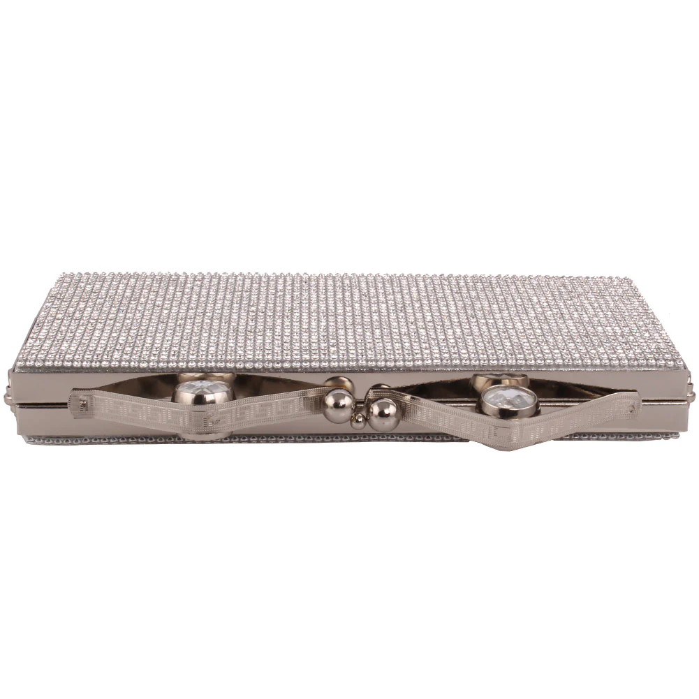 Womens ‘Mansi’ Crystal Adorned Bridal Clutch Bag - Image 4