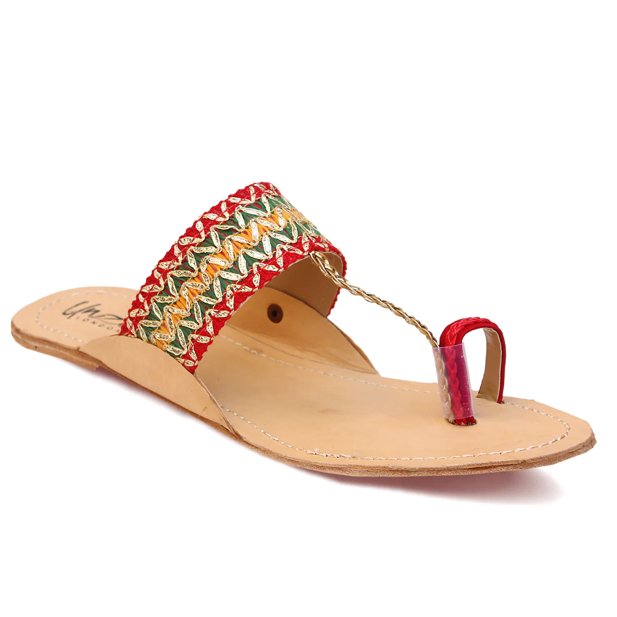 Womens "MELTAM" Decorated Leather Kolhapuri Slippers