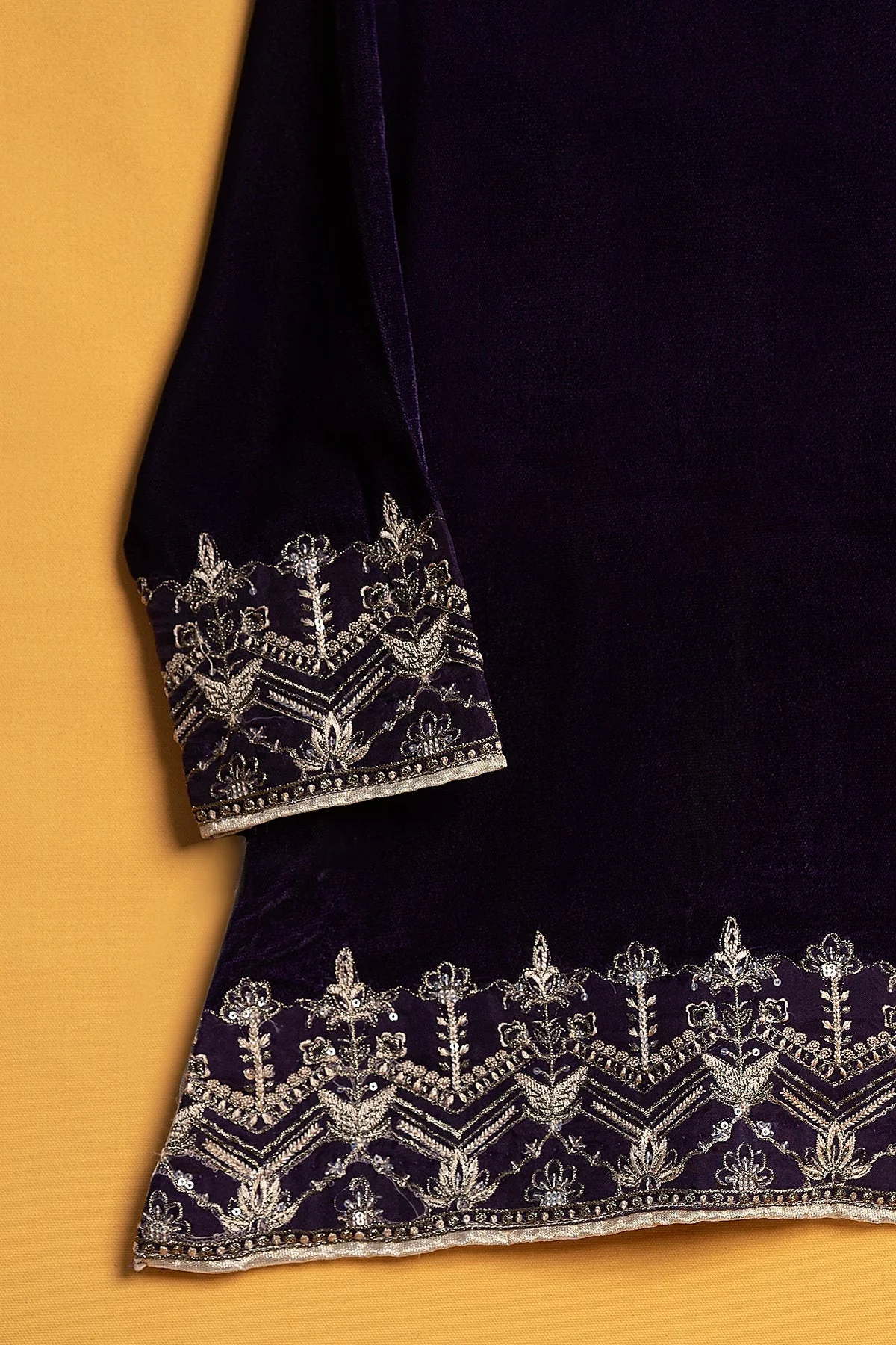 "MICHAELA" Embroidered Velvet Shirt - Image 3