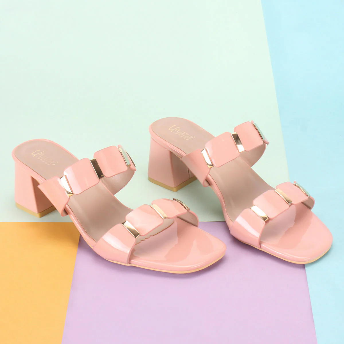 Womens "NATALIA" Fancy Block Heel Slide In Sandals - Image 6