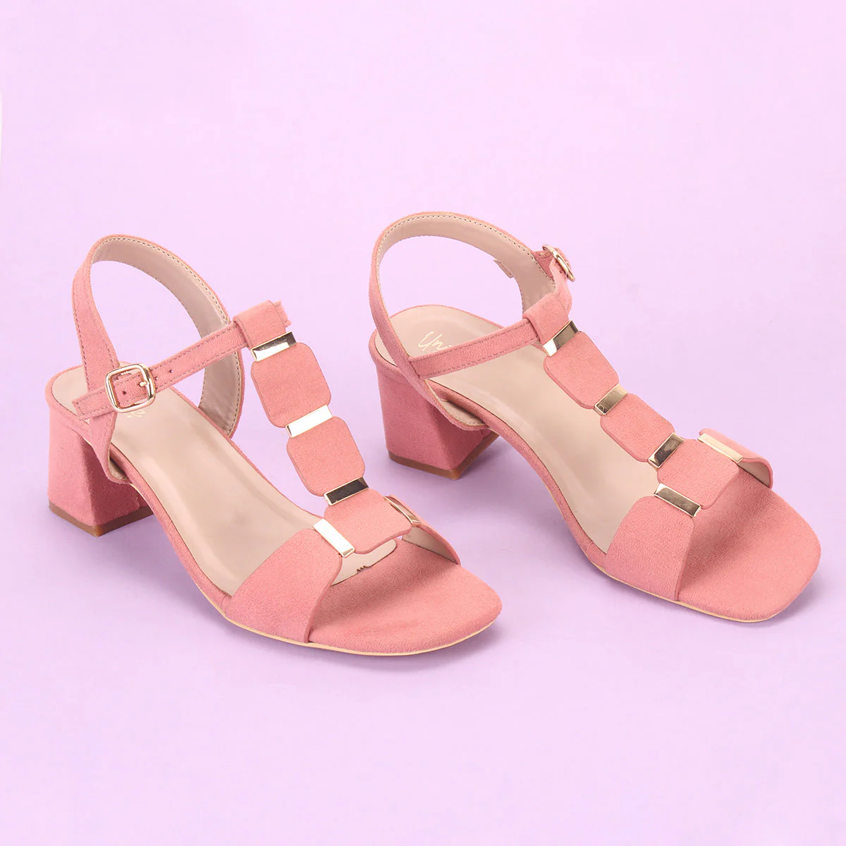 Womens "NAURAX" Fancy Block Heel Back Strap Sandals - Image 6
