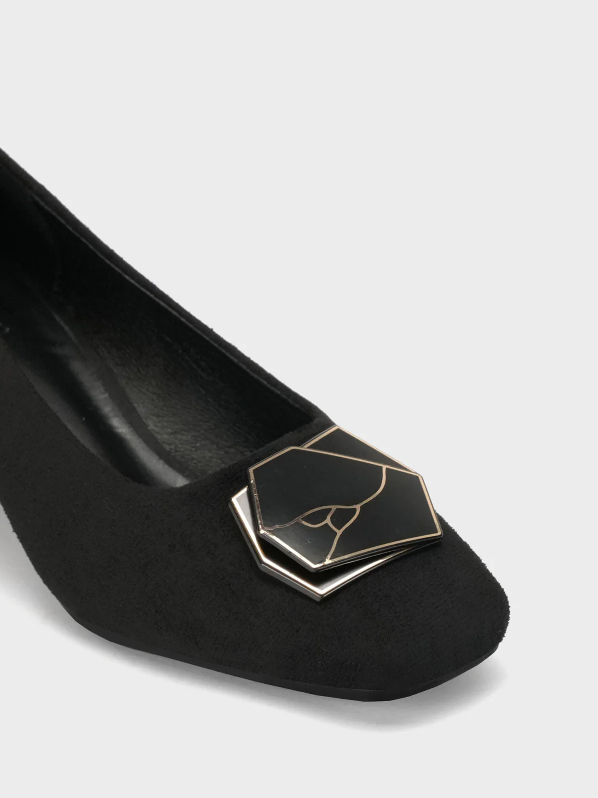 Womens "NETAN" Block Heel Decorated Courts - Image 3
