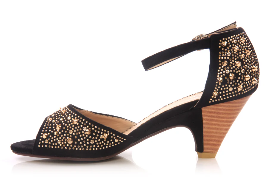 Womens Peep Toe Embellished Heel Pumps - Image 2