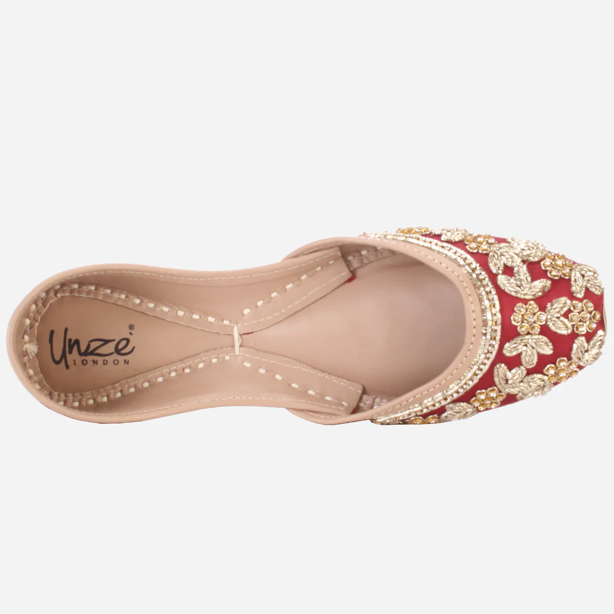 Womens "QUARIZ" Handmade Leather Flat Khussa - Image 4