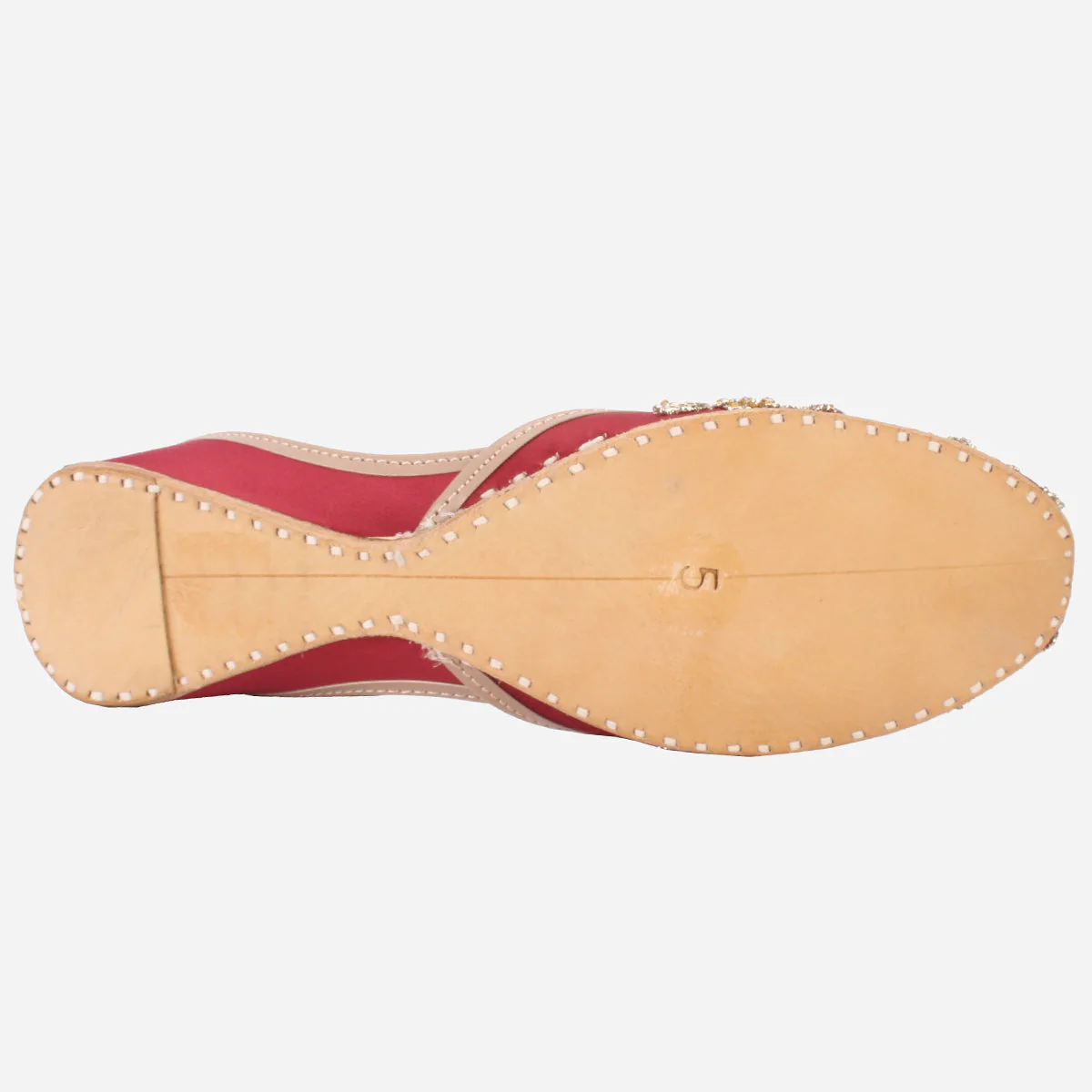 Womens "QUARIZ" Handmade Leather Flat Khussa - Image 5