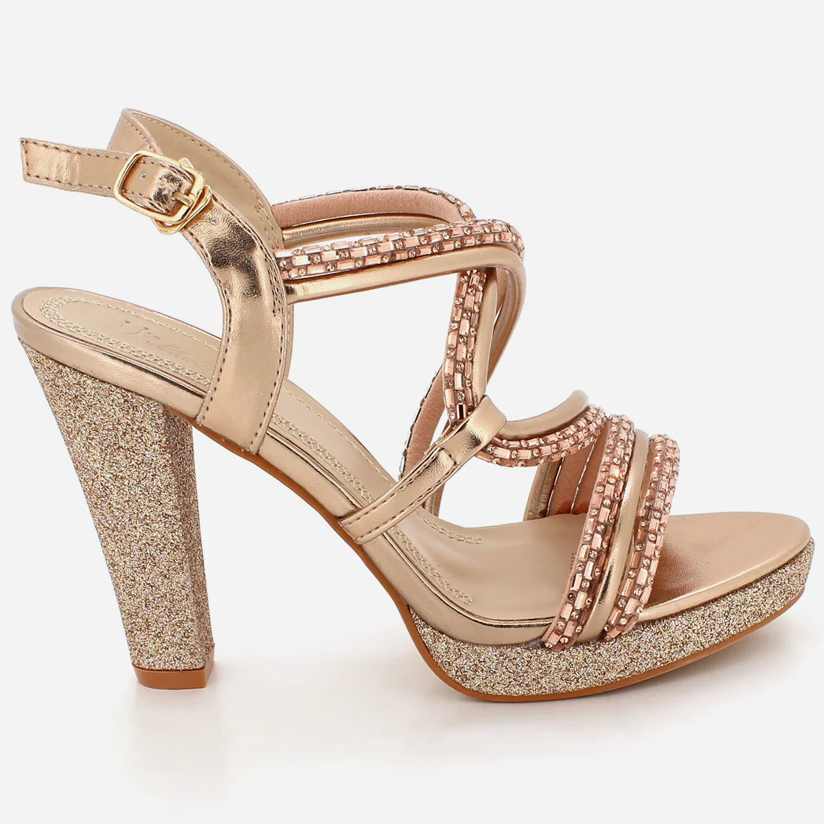 Womens "ROYALE" Diamante Detailing Block Heeled Sandals - Image 2