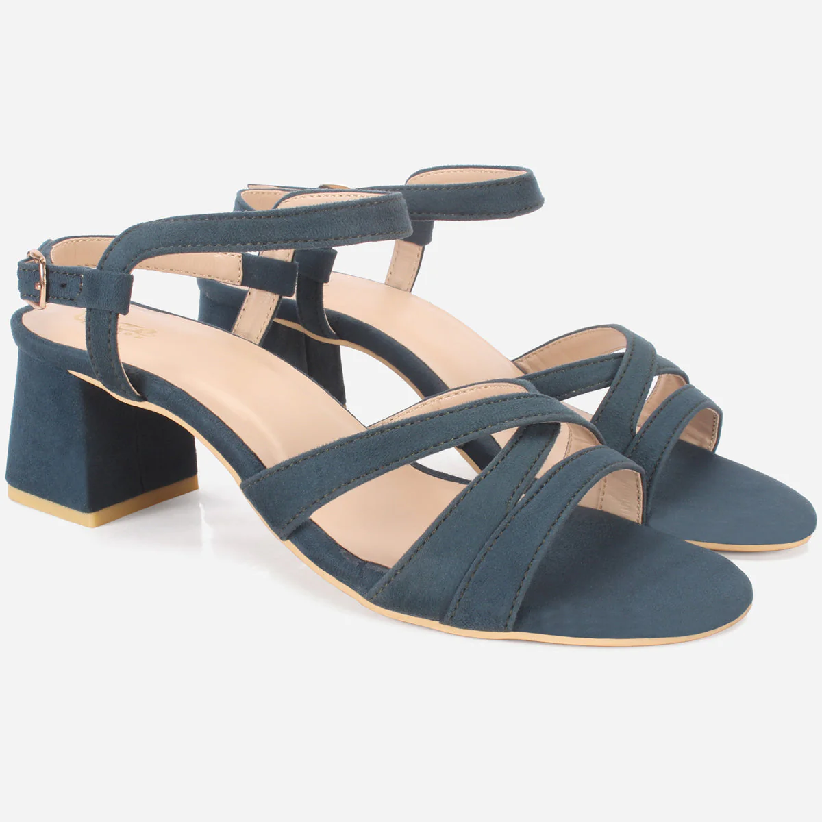 Womens "SAVON" Crossover Strap Block Heeled Sandals - Image 2
